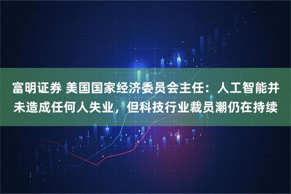富明证券 美国国家经济委员会主任：人工智能并未造成任何人失业，但科技行业裁员潮仍在持续