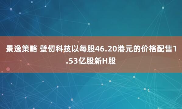 景逸策略 壁仞科技以每股46.20港元的价格配售1.53亿股新H股