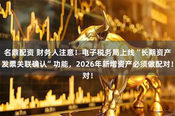 名鼎配资 财务人注意！电子税务局上线“长期资产发票关联确认”功能，2026年新增资产必须做配对！