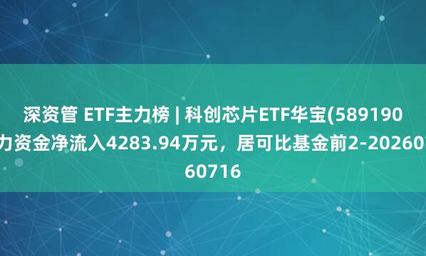 深资管 ETF主力榜 | 科创芯片ETF华宝(589190)主力资金净流入4283.94万元，居可比基金前2-20260716